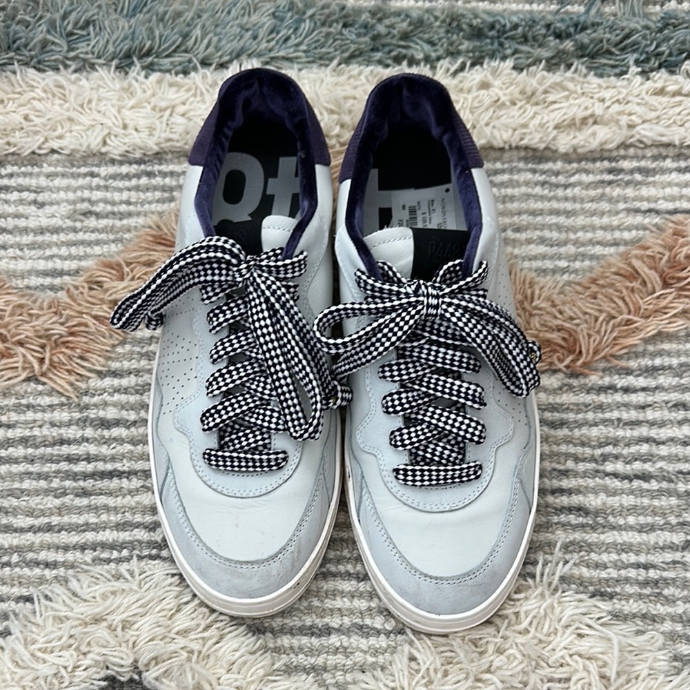 P448 Light Grey or Blue Sneakers with Purple Accents